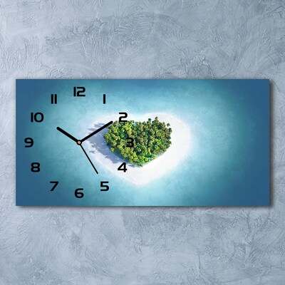 Zegar ścienny szklany Wyspa kształt serca