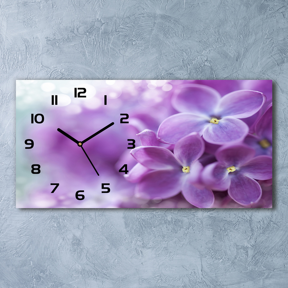 Nowoczesny zegar ścienny szklany Kwiaty bzu
