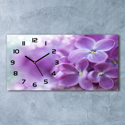 Nowoczesny zegar ścienny szklany Kwiaty bzu