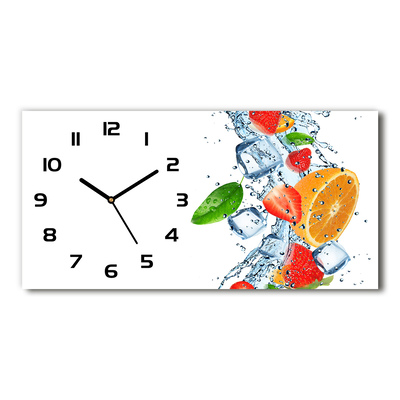 Zegar ścienny szklany cichy Owoce z lodem