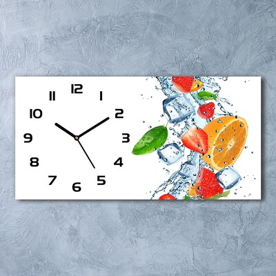 Zegar ścienny szklany cichy Owoce z lodem