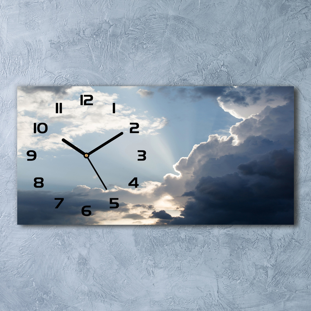 Zegar ścienny szklany Chmury na niebie
