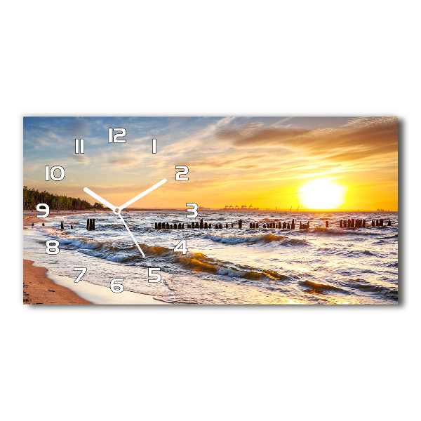 Zegar ścienny szklany Zachód słońca plaża