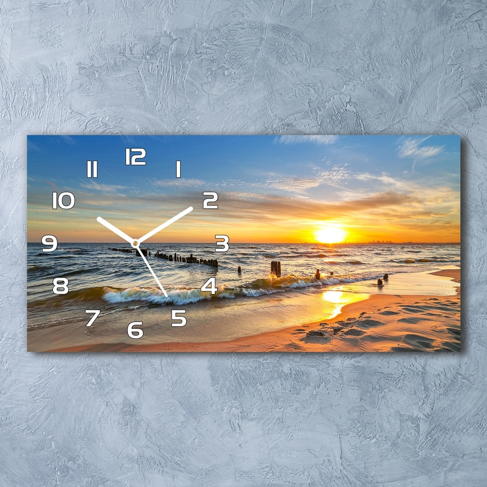 Zegar ścienny szklany Zachód słońca plaża