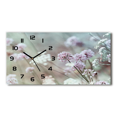 Zegar ścienny szklany cichy Dzikie kwiaty