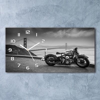 Nowoczesny zegar ścienny szklany Motocykl