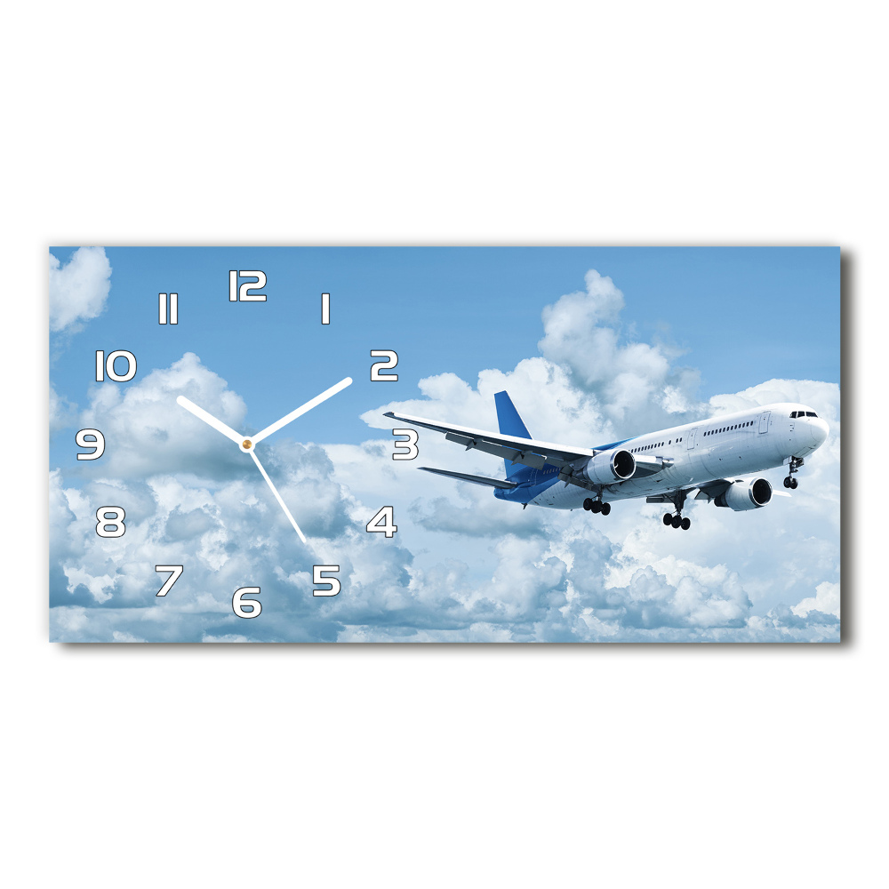 Zegar ścienny szklany Samolot na niebie