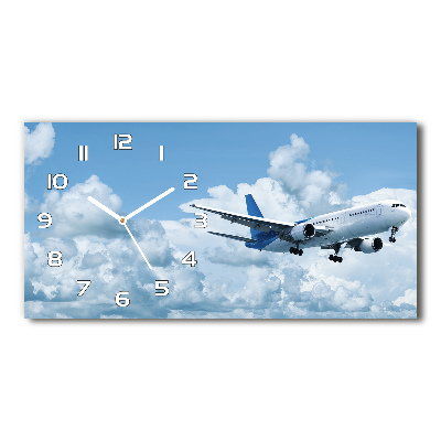Zegar ścienny szklany Samolot na niebie