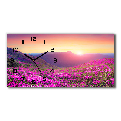 Zegar ścienny szklany cichy Różowe wzgórza