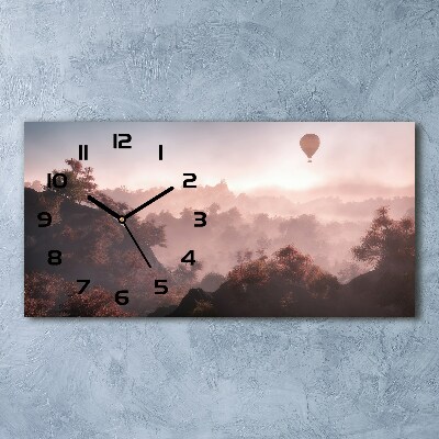 Zegar ścienny szklany Balon nad lasem