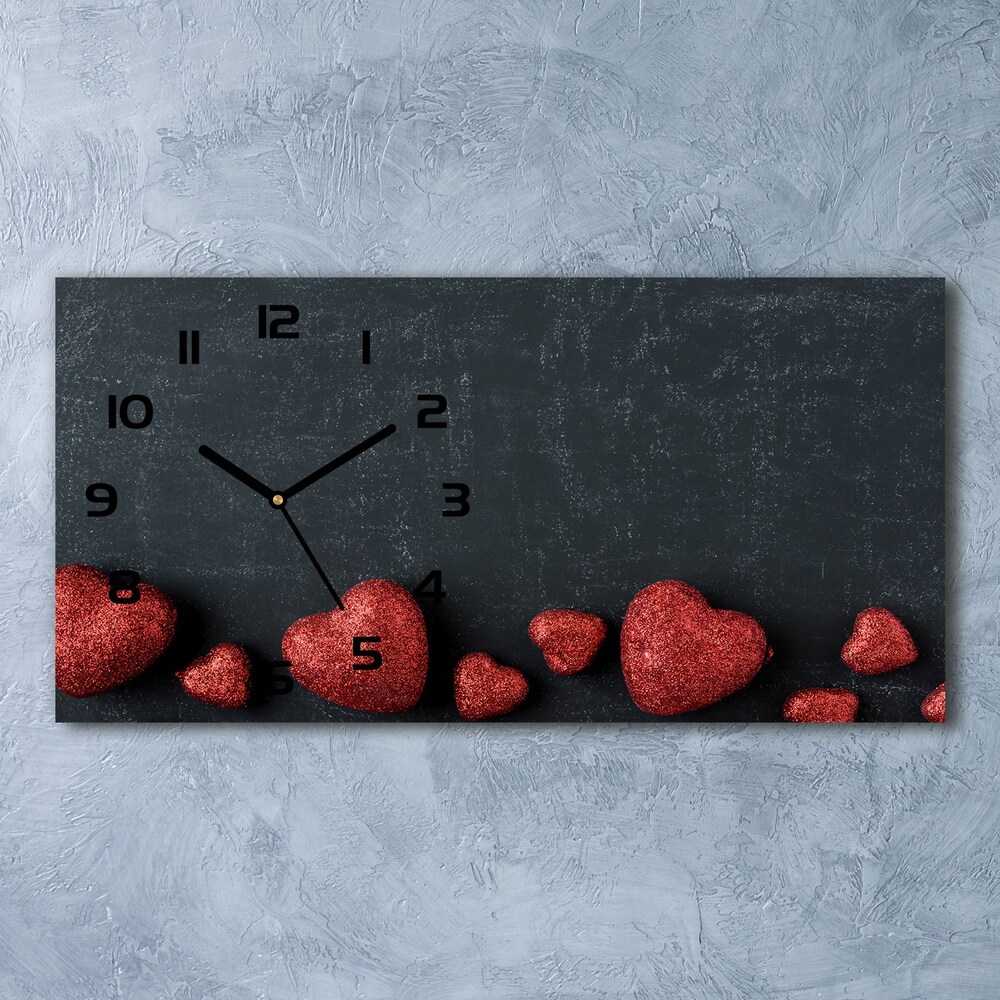 Zegar ścienny szklany Serca na tablicy