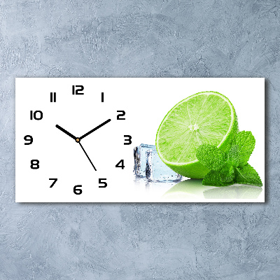 Zegar ścienny szklany Limonka z lodem