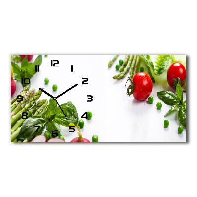 Zegar ścienny szklany cichy Świeże warzywa