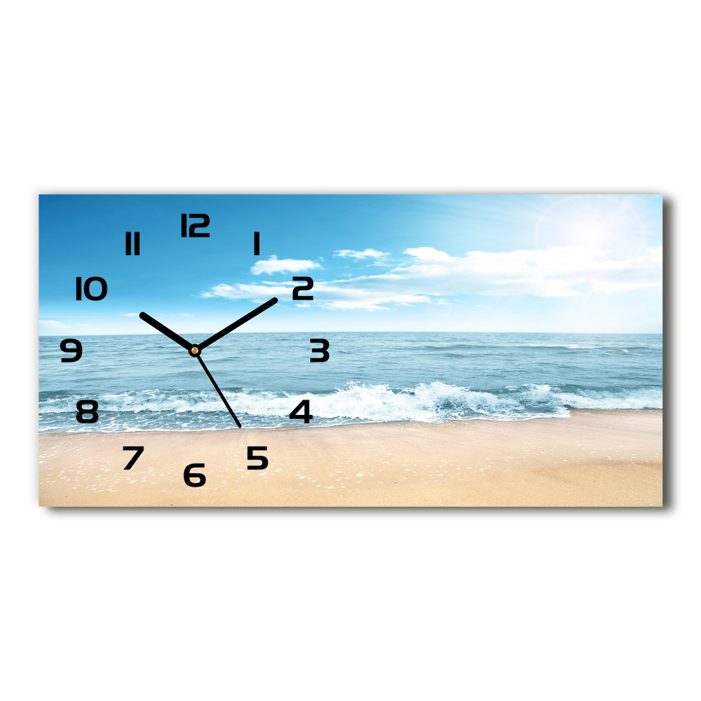Nowoczesny zegar ścienny szklany Plaża