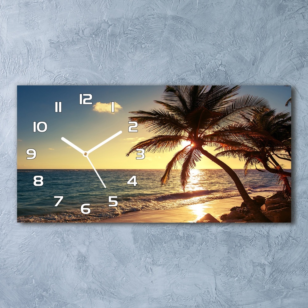 Zegar ścienny szklany Tropikalna plaża