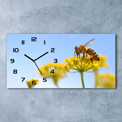 Zegar ścienny szklany Pszczoła na kwiatku