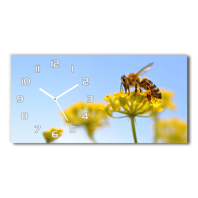 Zegar ścienny szklany Pszczoła na kwiatku