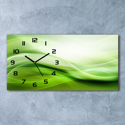 Zegar ścienny szklany Zielone fale tło