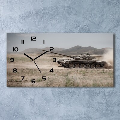 Zegar ścienny szklany Czołg na pustyni