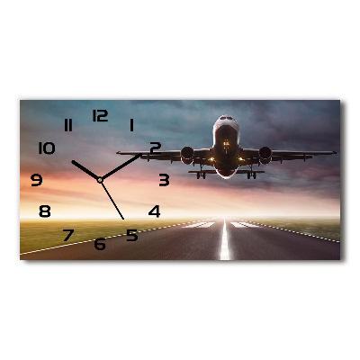 Zegar ścienny szklany Startujący samolot