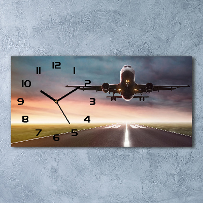 Zegar ścienny szklany Startujący samolot