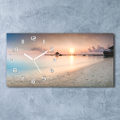Zegar ścienny szklany cichy Plaża Malediwy