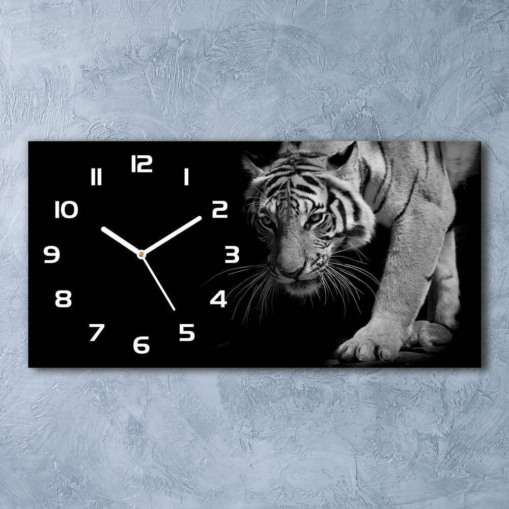 Nowoczesny zegar ścienny szklany Tygrys