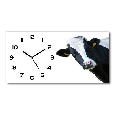 Nowoczesny zegar ścienny szklany Krowa