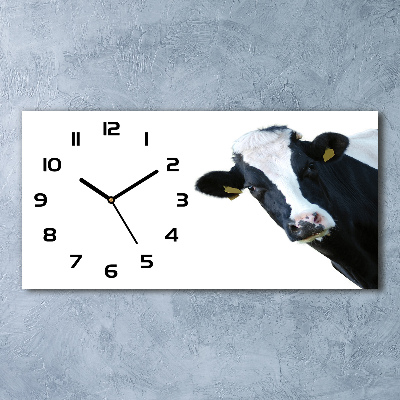 Nowoczesny zegar ścienny szklany Krowa