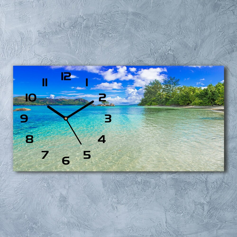 Zegar ścienny szklany cichy Plaża Seszele
