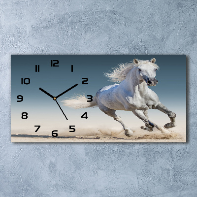 Zegar ścienny szklany Biały koń w galopie