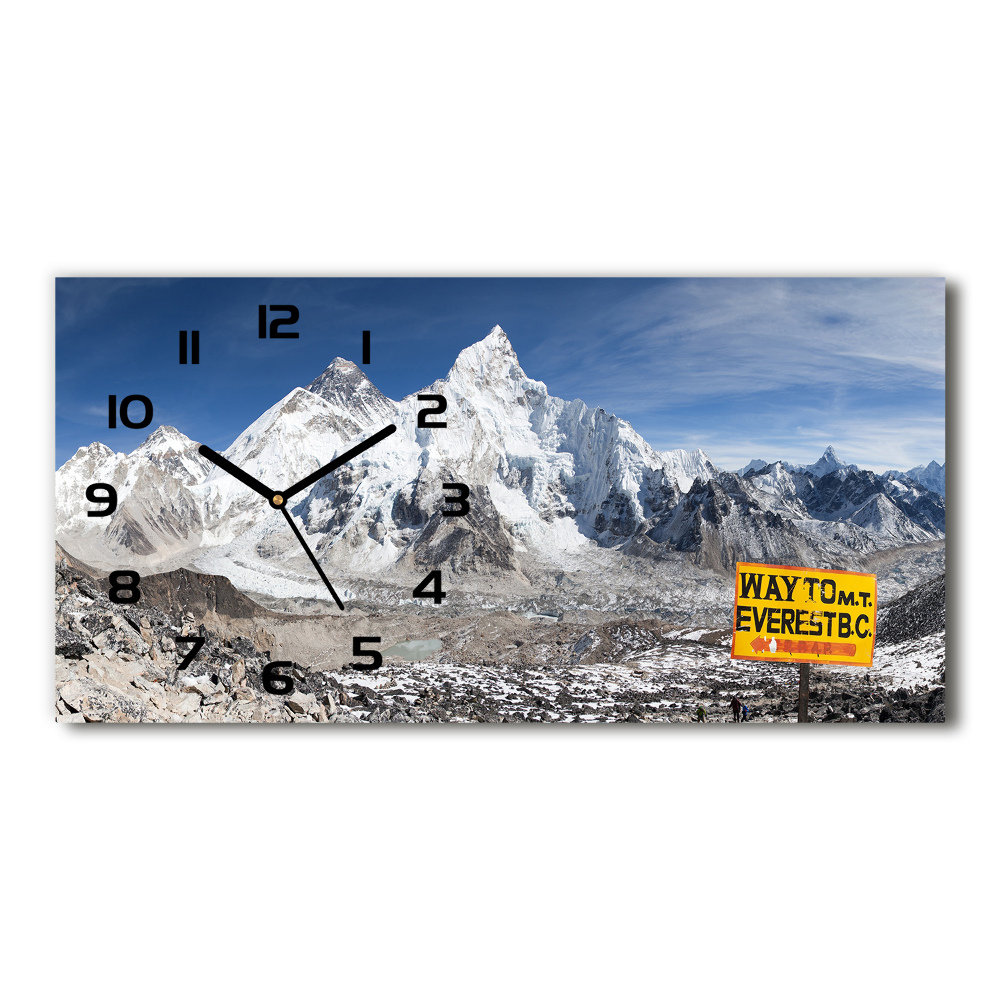 Zegar ścienny szklany cichy Góra Everest