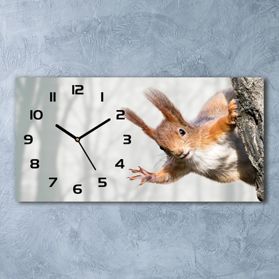 Nowoczesny zegar ścienny szklany Wiewiórka
