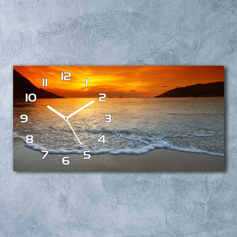 Zegar ścienny szklany Zachód słońca morze