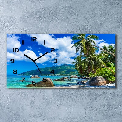 Zegar ścienny szklany cichy Seszele plaża