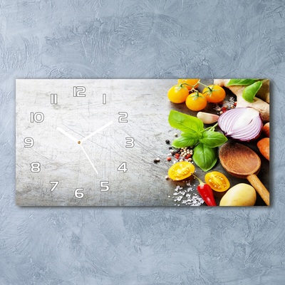 Nowoczesny zegar ścienny szklany Warzywa