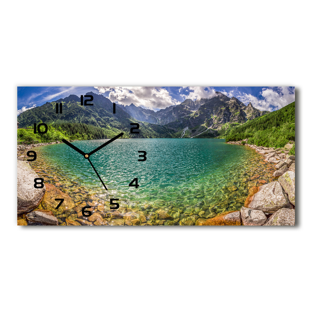 Zegar ścienny szklany Jezioro w górach