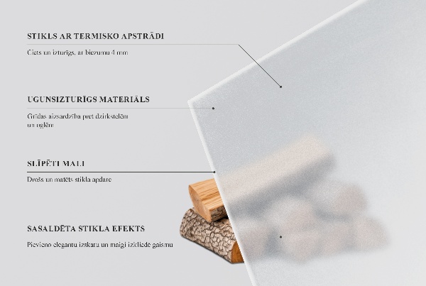 Półowalna szyba pod kominek Z efektem mrożonego szkła