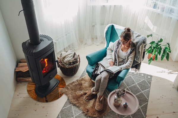 Szyba pod kominek Słoje drewna w przekroju