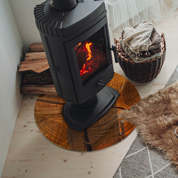 Szyba pod kominek Słoje drewna w przekroju