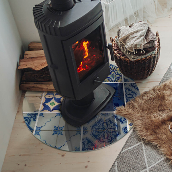 Szyba pod kominek Wzory ceramicznych płytek