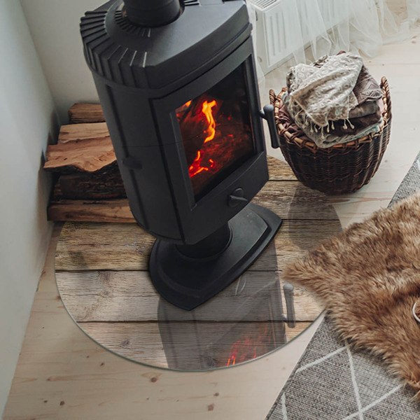 Szyba pod kominek Deska drewniana w układzie