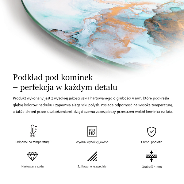 Szkło pod kominek Wzór marmurowej struktury