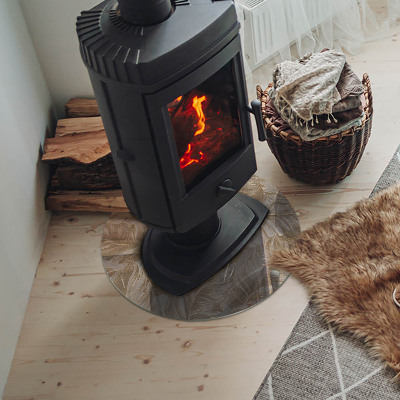 Szyba pod kominek Liście w subtelnych wzorach