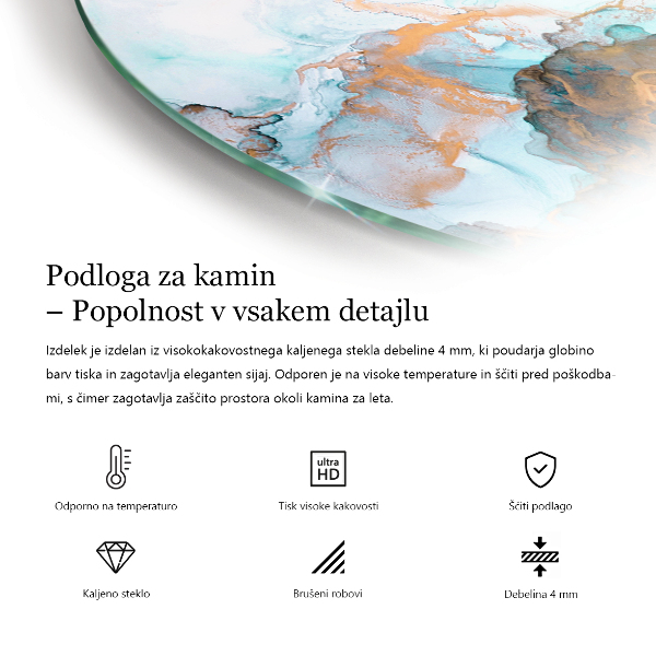 Szyba pod kominek Liście w subtelnych wzorach