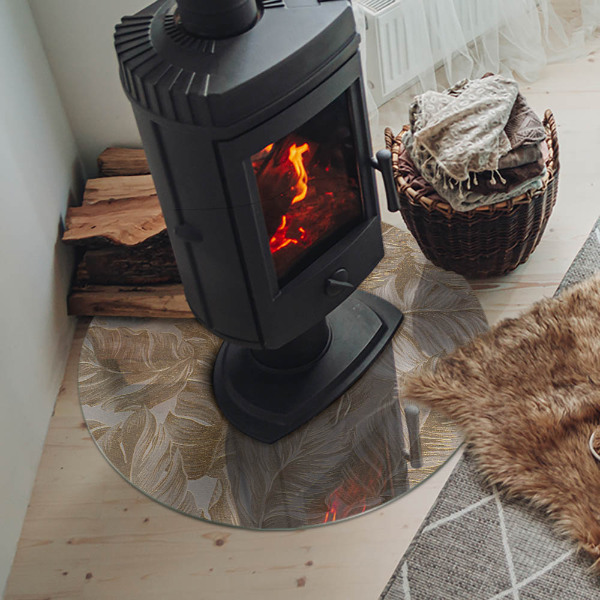 Szyba pod kominek Liście w subtelnych wzorach