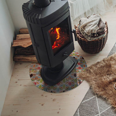 Szyba pod kominek Wielokątne wzory w siatce