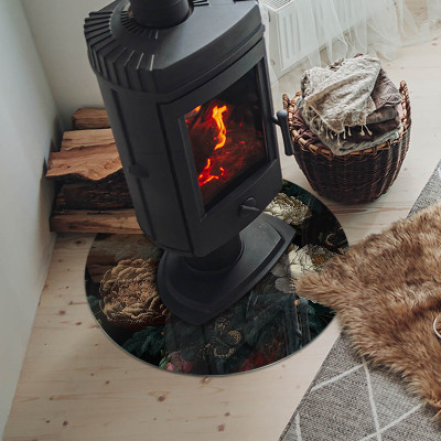 Szyba pod kominek Kwiatowy wzór z motylami