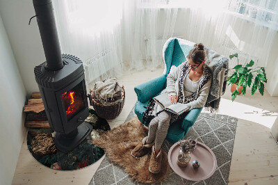 Szyba pod kominek Kwiatowy wzór z motylami