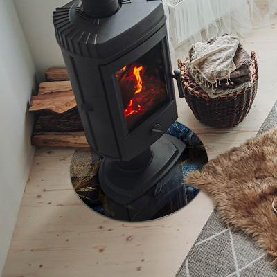 Szyba pod kominek Eleganckie liście w fakturze